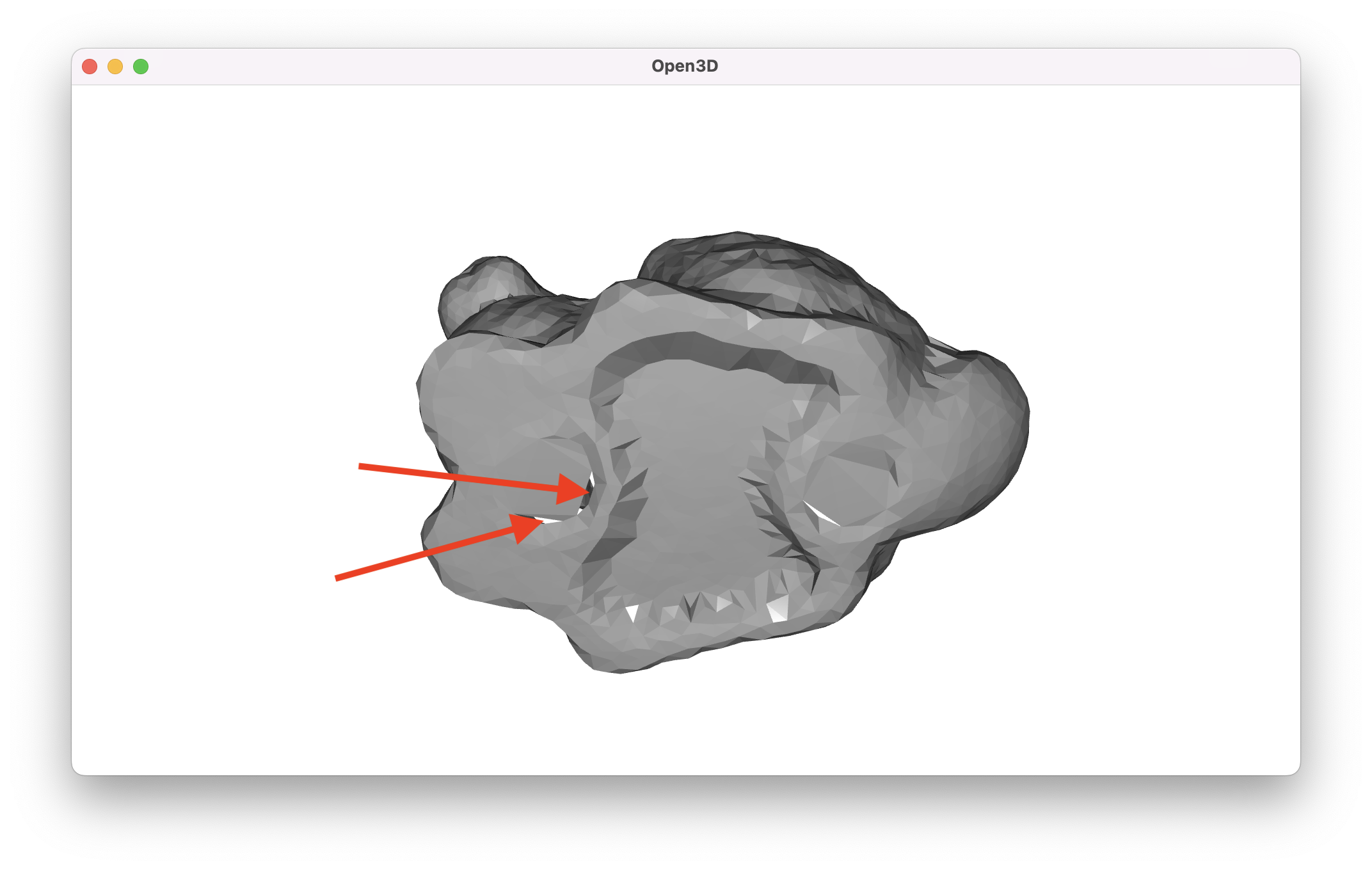 Ball pivoting small holes